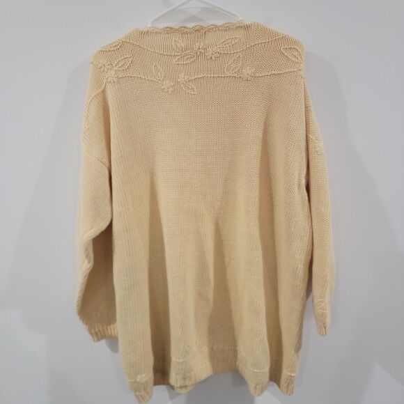 Vintage Moda International Womens Sweater Size 2X Neutral Floral Granny Boho - Picture 2 of 7
